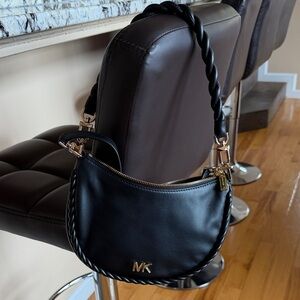 🆕 Michael Kors Black Shoulder Bag with Gold Accents